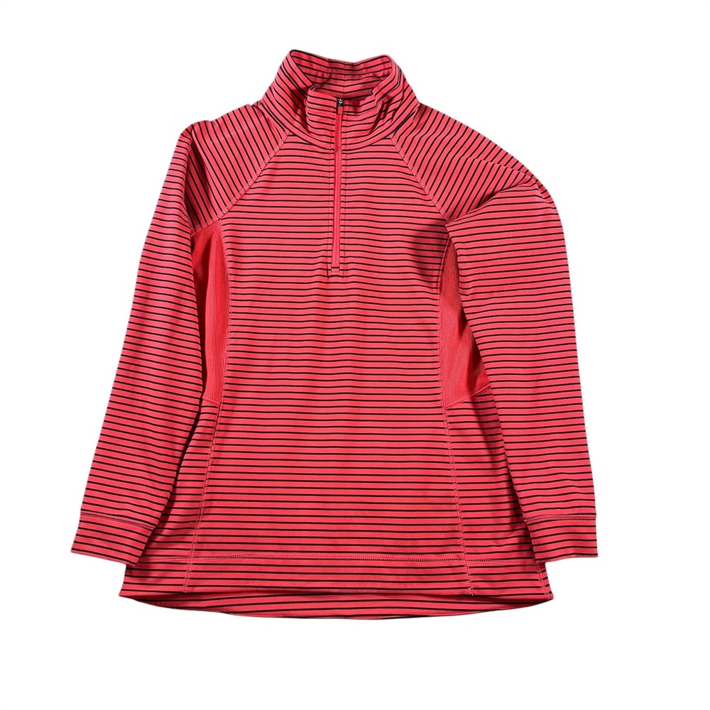 Talbots T by Talbots Womens Size S Pink/Red Striped Quarter Zip UPF 50‎ Pullover